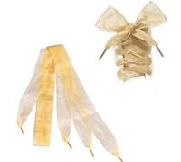 Lurrose Lacets de Fille Larges 4cm en Dentelle Transparente Dorée, 1 Paire, pour Chaussures Décontractées et Baskets Lors de Fêtes et Danses Hip-hop
