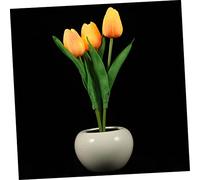 Lurrose Lampe De Table Tulipe Led Lampe De Nuit Pour Chambre à Coucher Décoration De Fleur En Céramique Et Pu Romantique Pour Séjour Et Bureau Veilleuse Décorative Réaliste