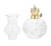 Lurrose Lampe Pétrole Vintage Verre avec Couvercle Lampe à Huile Rustique Portable pour Extérieur et Intérieur Lanterne Décorative pour Camping et Table