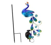 Lurrose Lampe Solaire Jardin Paon Forgé Étanche Pluviomètre Décoratif pour Pelouse Courtyard Villa