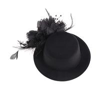 Lurrose Le Chapeau Noir Chapeau De Mariage Barrette à Cheveux Mini Chapeau Noir Avec Faux Couvre-chef Cocktail Thé Mini Chapeaux De Thé Pour Femmes Artificiel Fille Émettre Une Carte