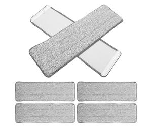 Lurrose Lingettes de Rechange pour Balai à Franges 6 Pcs, Microfibre Lavable 36x11 Cm, Recharge Tampon Nettoyage pour Sols Durs, Réutilisable et Auto-adhésive, Entretien Maison