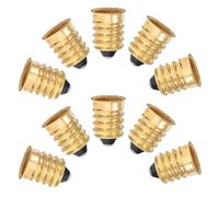 Lurrose Lot de 10 Adaptateurs pour Ampoules E14 vers E12 Convertisseur de Douille à Vis en Métal Doré Adaptateur de Culot pour Éclairage Domestique et Professionnel