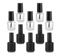 Lurrose Lot de 10 Flacons de Vernis à Ongles en Verre 15 Ml, 5 Transparents et 5 Mats Noirs, Étanches et Rechargeables, Pinceau Intégré, pour Nail Art et Usages Professionnels de Manucure