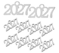 Lurrose Lot de 10 mini breloques 2027 : pendentifs en acier inoxydable représentant l’année 2027, parfaits pour décorer un chapeau de remise de diplôme, un collier, un bracelet ou un porte-clés.