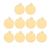 Lurrose Lot de 10 pendentifs ronds en acier inoxydable pour fabrication de bijoux, breloques, bracelets, colliers, boucles d'oreilles, chaînes, dorés