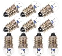 Lurrose Lot de 10 Petites Ampoules à Incandescence E10 2,5v 0,3a en Verre pour Expérience D'électricité et Lampe de Poche Ancienne, pour Étudiants et Bricolage