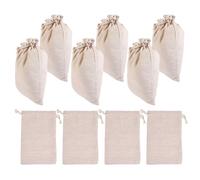 Lurrose Lot de 10 Sachets Filtres à Épices Réutilisables en Coton Naturel 7x10 Cm Beige Cordon de Serrage, Passoires à Mailles Fines pour Infusion, la Cuisine et Préparation de Bouillons