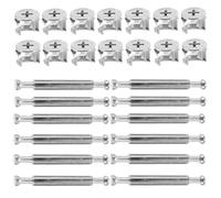 Lurrose Lot de 10 Sets de Connecteurs de Meubles Double Tête 48Mm en Fer avec Roues Excentriques Réglables Accessoires de Montage pour Panneaux et Armoires Fixations Métalliques pour