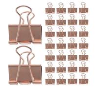 Lurrose Lot de 100 pinces à reliure décoratives en métal or rose, en forme de queue d'hirondelle, pour bureau, école, journal, classeurs, petites pinces à papier pour documents