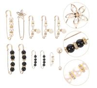 Lurrose Lot de 11 Broches de Sécurité en Alliage Perles Synthétiques, Pinces Serrage-taille pour Pantalons et Robes, Accessoire Réglable pour Vêtements Féminins, pour Ajuster la Taille