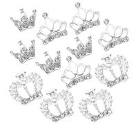 Lurrose Lot de 12 Décorations Ongles 3d Forme Couronne en Alliage et Strass, Accessoires pour Manucure Diy, Ornements Nail Art Brillants et Solide, Festival et Soirée