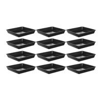 Lurrose Lot de 12 Plateaux de Fond Carrés Noirs pour Pots de Fleurs, en Plastique Solide 150 Mm, Supports Étanches pour Jardinage Intérieur et Extérieur, Bacs à Eau Anti-Fuite