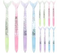 Lurrose Lot de 12 Stylos Gel Sirène à Encre Noire, Stylos à Écrire de Dessin Animé, Taille Compacte, Couleurs Dégradées, Papeterie Scolaire et Bureau, pour Écriture Fluide et Créative