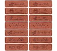 Lurrose Lot de 140 Étiquettes Faites Main en Cuir Synthétique pour Couture et Loisirs Créatifs avec Motifs Variés 20 Pièces Boutons, Fleurs, Cœurs, Insectes Volants, Abeilles, Machines