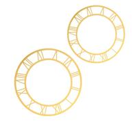 Lurrose Lot de 2 Autocollants Muraux Ronds pour Cadran D'horloge en Acrylique Miroir Effet Profond Doré, Chiffres Romains Décoratifs, 20 Cm et 25 Cm, Horloge Murale Autocollante pour