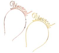 Lurrose Lot de 2 Bandeaux Métalliques Décoratifs Divorced pour Femmes, Couleur Doré et Or Rose, Accessoires Cheveux pour Fête à Thème, Confortable et Élégant, Bandeau à Lettres