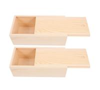 Lurrose Lot de 2 Boîtes en Pin avec Couvercle Coulissant 14,5 X 7,5 X 4,5 Cm, Boîtes en Bois Brut pour Rangement Artisanal, Bijoux, Couture et Loisirs Créatifs, Petites Caisses Pratiques