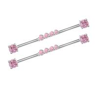 Lurrose Lot de 2 Boucles D'oreilles Industrials 14g en Acier Titane, Haltères Piercing Cartilage et Hélix 38 Mm, Bijoux Piercing Corporel Femme, Perles Cz Scintillantes, Usage Polyvalent