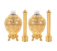 Lurrose Lot de 2 Bouteilles d'eau Bénite Catholiques en Verre Transparent Alliage Doré Flacons Rechargeables Décoratifs pour Cérémonies Religieuses et Voyages Spirituels Porte-Bouteille
