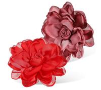 Lurrose Lot de 2 Broches Fleur en Satin, Boutonnière Élégante Rose et Beige, Épingle de Revers pour Femmes, Décoration Mariage et Anniversaire, Accessoires Textiles Raffinés
