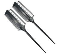 Lurrose Lot de 2 Brosses à Cheveux Teinture Double Face en Plastique, Applicateurs de Teinture Capillaire Compacts et Légers, Peignes pour Coloration et Lissage Professionnels, Usage