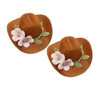 Lurrose Lot de 2 Chapeaux Miniatures en Feutre pour Bouteilles Vin Décorations Festives Thème Jungle Fleurs pour Fêtes