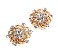 Lurrose Lot de 2 Couvre-boutons Décoratifs pour Chemises Femmes en Métal Doré Strass Scintillants, Clips Détachables pour Boutonnière, Accessoires Élégants Adaptés aux Événements Formels