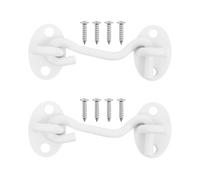 Lurrose Lot de 2 Crochets et Œillets en Acier Inoxydable 3 Pouces Blanc, Loquet à Œillet Pivotant pour Porte et Fenêtre, Verrouillage Manuel Anti-tempête, Fixation Résistante pour Usage