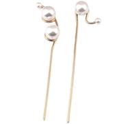 Lurrose Lot de 2 Épingles à Cheveux en Métal Perles Blanches, Bâtonnets Traditionnels Élégants pour Chignon, Accessoires Capillaires Chinois, Légers et Résistants, pour Mariages et Usage