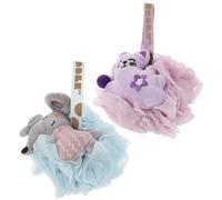 Lurrose Lot de 2 Éponges de Bain Exfoliantes en Pe pour Gommage Corporel Doux, Mousse Riche, Adaptées aux Adultes et Garçon et Filles, pour Nettoyage