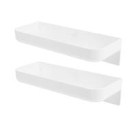 Lurrose Lot de 2 Étagères Murales Blanches Étagère de Rangement sans Clous en Plastique Petite Taille Support Décoratif Cuisine et Salle de Bain Rangement Accessoires