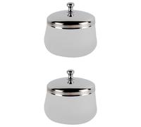 Lurrose Lot de 2 Gobelets Ronds en Cristal Mat Couvercle en Acier Inoxydable pour Nettoyage et Dissolution de Vernis à Ongles, Pot de Liquide pour Ongles, Usage Professionnel et Manucure