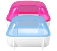 Lurrose Lot de 2, Maison de Bain de Sable pour Hamster, Bleu Plastique | Demi Transparent, Démontable, Usage Maison et Cage, pour Hamster Nain, Confort et Entretien du Pelage