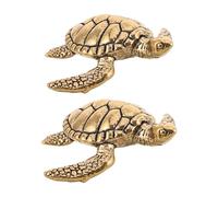 Lurrose Lot de 2 Mini Tortues Décoratives en Laiton Vintage, Plateau Bain D’Oiseaux Extérieur, Statue de Mangeoire à Oiseaux de Jardin pour Déco Pelouse et Jardin, Ornement Solide