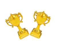 Lurrose Lot de 2 Mini Trophées en Plastique Décorations de Gâteau pour Anniversaire et Mariage Coupe Trophée de Récompense pour Garçon et Filles Figurines de Champion pour Fête