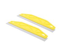 Lurrose Lot de 2 Outils de Protection de Bordure de Peinture en Acier Inoxydable Jaune - Protège-plinthes et Guide de Coupe à Bord Droit pour Lignes Nettes - Grattoir