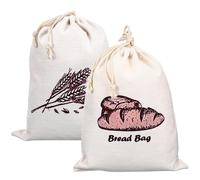 Lurrose Lot de 2 Paquet Lin Réutilisables 30 X 40 Cm Cordon de Serrage, Paquet Pains Ronds Levain, Conservation Naturelle pour Fruits, Légumes et Viennoiseries, Usage la Cuisine Maison