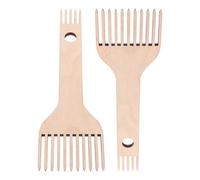 Lurrose Lot de 2 Peignes à Tisser en Bois Double Extrémité Outil de Tissage pour Fil Peigne de Métier à Tisser Portable pour Loisirs Créatifs et Travaux Manuels Contrôle Précis du