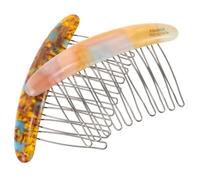 Lurrose Lot de 2 Peignes Latéraux pour Cheveux Fins Dents en Fer, Accessoires Décoratifs pour Femmes en Marbré Orange et Café, Peignes Français pour Chignons et Coiffures Élégantes, Usage