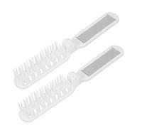 Lurrose Lot de 2 Peignes Pliables Miroir Intégré, Petite Brosse à Cheveux Blanche Creuse, Compacte et Portable pour Voyage, Peigne de Coiffure Pratique pour Femmes, Outil de Coiffage