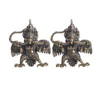 Lurrose Lot de 2 Pendentifs Porte-clés en Laiton Vintage Forme Oiseau Dapeng Doré, Multifonctionnels Soi-même, Accessoires Bijoux Artisanaux pour Décoration et Création DIY