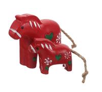 Lurrose Lot de 2 Petites Statues de Cheval Suédois en Bois Peint la Main, Décoration Nordique Traditionnelle Rouge, Ornement Scandinave pour Maison, Bureau et Décorations de Noël