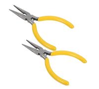 Lurrose Lot de 2 Pinces à Bijoux en Acier au Carbone à Haute Teneur Pinces à Bec Fin Dentelées Poignées Jaunes Antidérapantes Outils Précis pour Fabrication Réparation et Loisirs