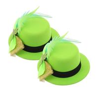 Lurrose Lot de 2 Pinces à Cheveux Irlandaises de Chapeau Haut-de-forme avec Trèfle et Plumage Légères Vertes, Accessoires de Fête Saint-patrick, Épingles Décoratives pour Femmes