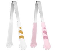 Lurrose Lot de 2 Pinces à Salade en Acier Inoxydable, Taille Moyenne, Couleurs Assorties Blanc et Rose, Pinces Anti-brûlure Pratiques pour Barbecue, Desserts Cuisine Couleur Aléatoire