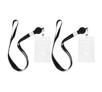 Lurrose Lot de 2 Porte-badges Transparents Pvc Cordon Tour de Cou, Pochette de Protection Anti-rayures pour Cartes D'identité et Bancaires, Format Vertical, Léger et Multifonctionnel