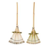 Lurrose Lot de 2 Râteaux à Main en Bambou 50 CM Petit Râteau de Jardin pour Nivellement et Tamisage du Sable Outil D’Aménagement Paysager Japonerie pour Bacs à Sable et Pelouses Léger
