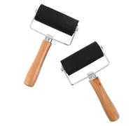 Lurrose Lot de 2 Rouleaux D'impression en Caoutchouc Dur 7 Cm avec Manche en Bois, Rouleaux de Brayer pour Gravure, Scrapbooking et Loisirs Créatifs, Outil Polyvalent pour Peinture