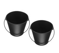 Lurrose Lot de 2 Seaux à Graisse en Métal Noir pour Barbecue, 8 X 10,5 X 12 Cm, Accessoires pour Poêle à Bois et Cheminée, Récupérateur de Graisse Multifonction pour Cuisson en Extérieur